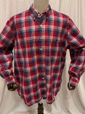 Polo Ralph Lauren Big & Tall 2XB Red Navy Plaid Long Sleeve Shirt